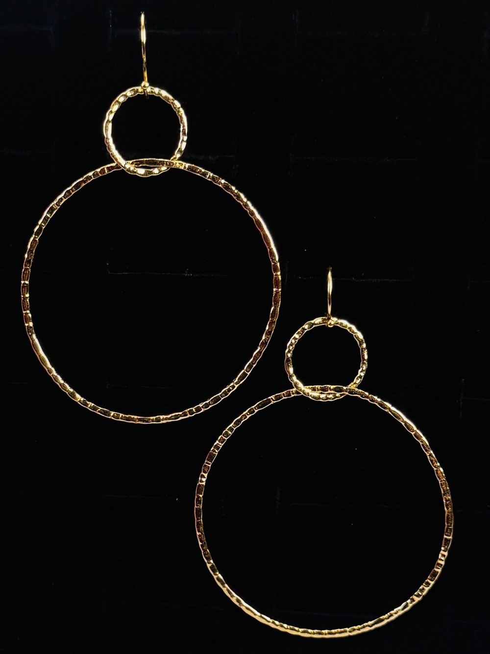 Goldtone Lightweight Double Hoop Dangle Pierced Earrings